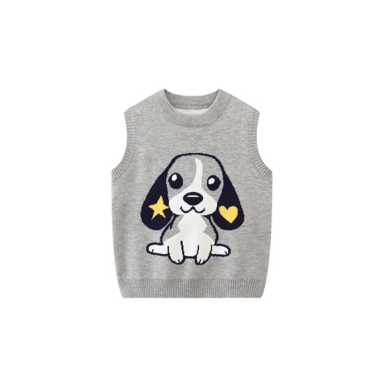 2-7Y Toddler Boys Dog Print Knitted Sweaters Vest  Boys Boutique Clothing  