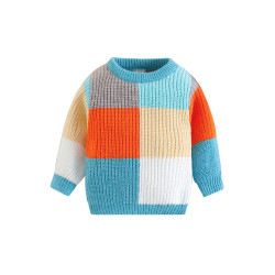 9M-5Y Toddler Boys Winter Color Matching Plaid Pullover Knitted Sweater  Boys Clothing  