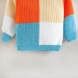 9M-5Y Toddler Boys Winter Color Matching Plaid Pullover Knitted Sweater  Boys Clothing  