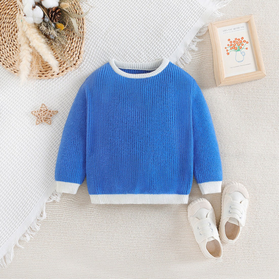 12M-5Y Toddler Contrast Sweater Crewneck Knitted Top Sweater  Toddler Boutique Clothing  