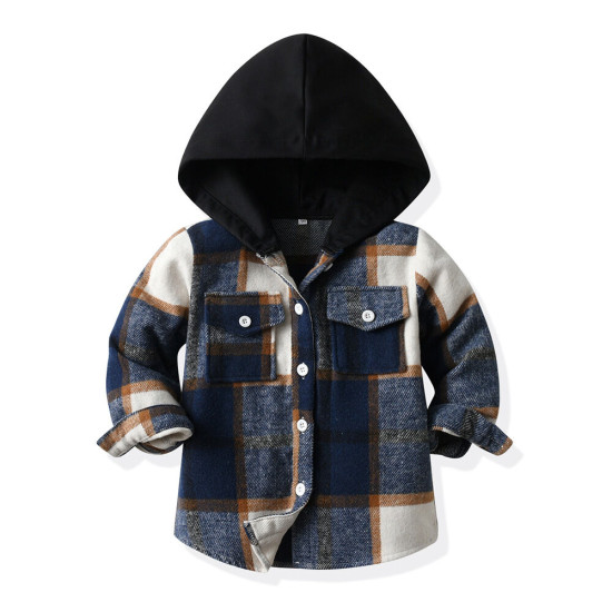 3M-8Y Kids Girls And Boys Plaid Hoooded Jackets  Toddler Boutique Clothing  