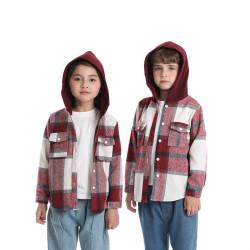 3M-8Y Kids Girls And Boys Plaid Hoooded Jackets  Toddler Boutique Clothing  