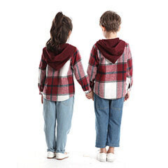 3M-8Y Kids Girls And Boys Plaid Hoooded Jackets  Toddler Boutique Clothing  