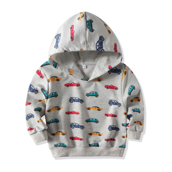 9M-4Y Toddler Boys Car Print Hooded Sweatshirts  Boys Clothing  