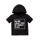 9M-4Y Black Letter Print Short Sleeve Hoodies With Hat  Kids Boutique Clothing  