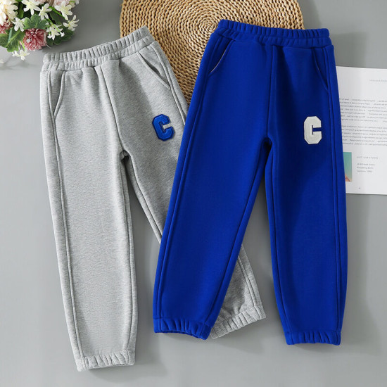 3-10Y Kids Boys Fleece Casual Sweatpants Letter C  Kids Boutique Clothing  