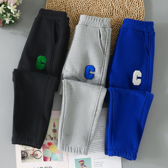 3-10Y Kids Boys Fleece Casual Sweatpants Letter C  Kids Boutique Clothing  
