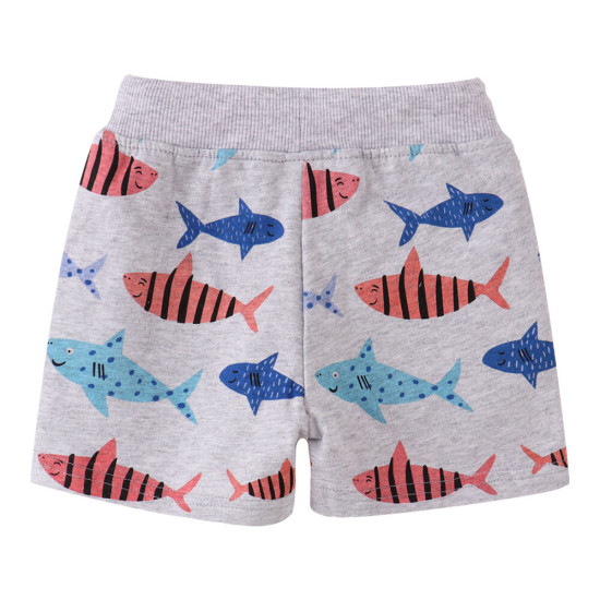 18M-7Y Toddler Girl & Boy Cartoon Shark Print Lace-Up Shorts  Toddler Clothing  