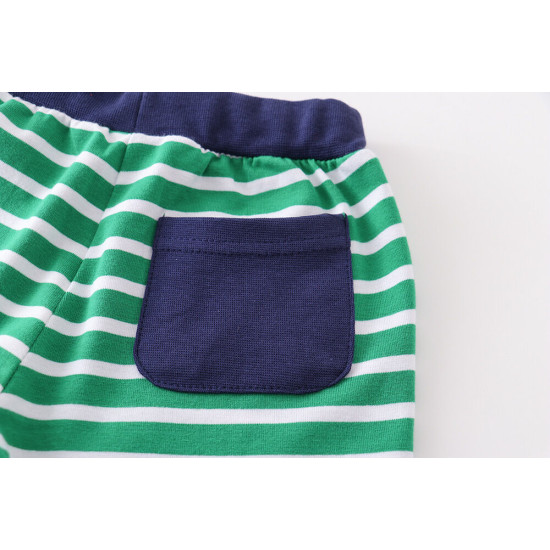 18M-7Y Toddler Boys Green Striped Shorts  Boys Boutique Clothing  