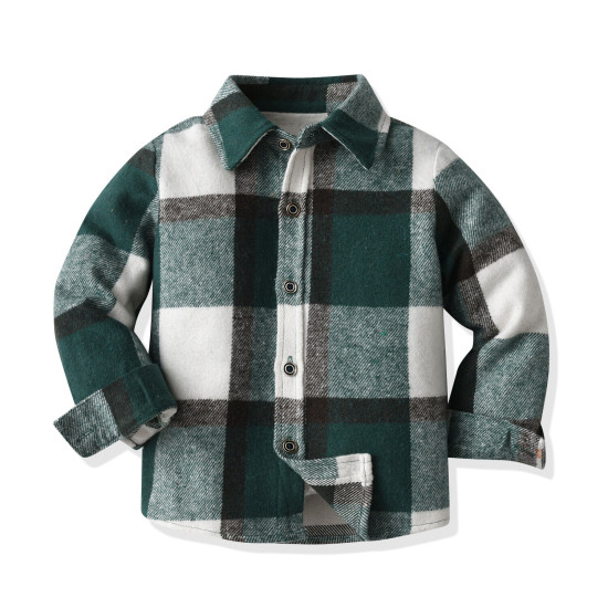 18M-5Y Toddler Boys Suit Sets Long Sleeve Plaid Brushed Shirt & Suspender Pants  Boys Clothing  
