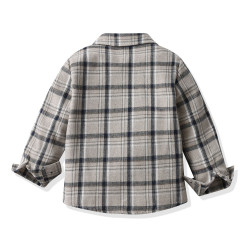 18M-7Y Toddler Boys Suit Sets Long Sleeve Plaid Brushed Shirt & Suspender Pants  Boys Clothing  