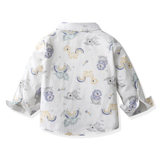 18M-7Y Toddler Boys Suit Sets Cartoon Bowtie Shirt & Suspender Pants  Boys Clothing  