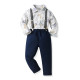 18M-7Y Toddler Boys Suit Sets Cartoon Bowtie Shirt & Suspender Pants  Boys Clothing  