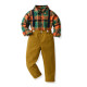 18M-7Y Toddler Boys Birthday Sets Plaid Brushed Bowtie Shirt & Suspender Pants  Boys Clothing  