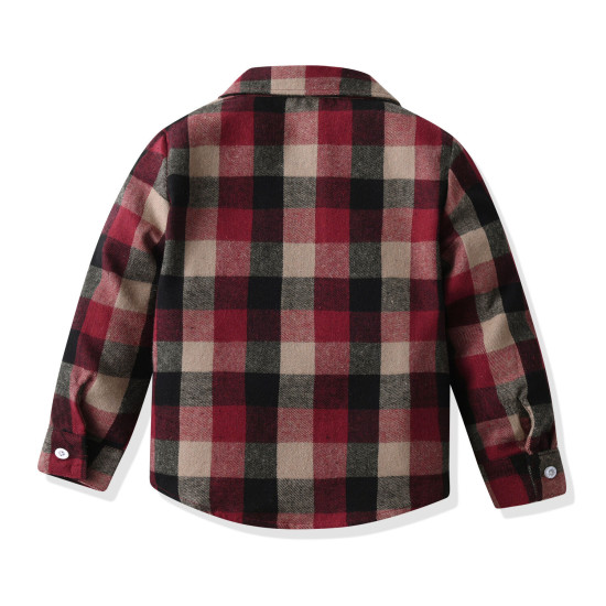 18M-6Y Toddler Boys Green Suspender Pants Suit Long Sleeve Plaid Shirt  Boys Clothing  