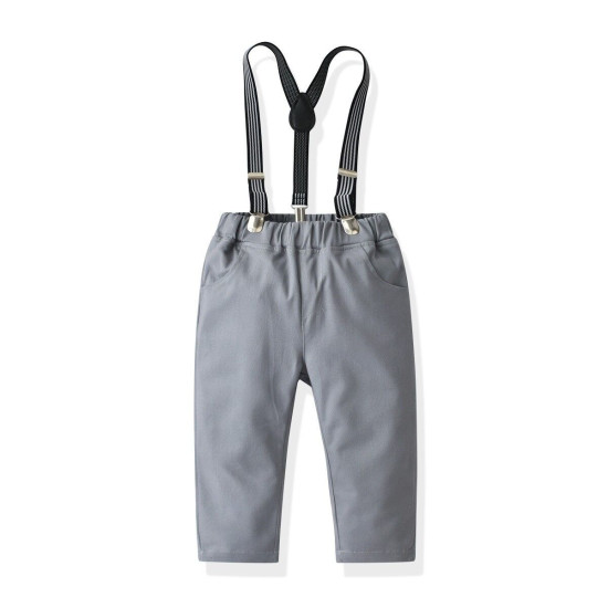 12M-6Y Toddler Boys Floral Print Shirt & Suspender Trousers Gentleman Suit  Boys Clothing  