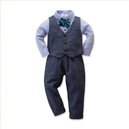 18M-7Y Toddler Boys Vest Suit Shirt Trousers Gentleman 3 Piece Set  Boys Clothing  