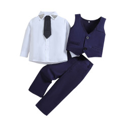 18M-7Y Toddler Boys Vest Suit Shirt Trousers Gentleman 3 Piece Set  Boys Clothing  