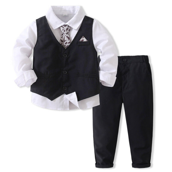 9M-5Y Toddler Boys Three Piece Suit Sets Shirts & Vest & Pants  Boys Clothing  