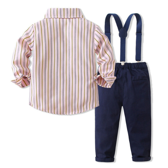9M-4Y Toddler Boys Striped Long Sleeve Shirt Suit Pants Gentleman Suit  Boys Clothing  