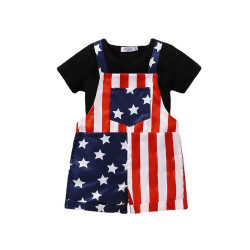 18M-6Y Toddler Independence Day Sets T-Shirt & Star Stripe Overalls  Toddler Clothing  