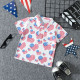 9M-5Y Toddler Boys Independence Day Flag Print Lapel Collar Polo Shirt  Boys Clothes  
