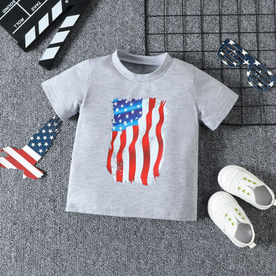 18M-6Y Toddler Independence Day Flag Print T-Shirt  Toddler Boutique Clothing  