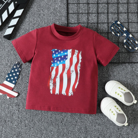 18M-6Y Toddler Independence Day Flag Print T-Shirt  Toddler Boutique Clothing  