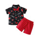 9M-5Y Toddler Boys Heart Print Shirt And Shorts Two-Piece Set  Girls Clothes  