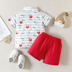 9M-4Y Toddler Boys Sets Valentine'S Day Love Heart Shirts And Shorts  Boys Clothing  