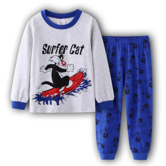 18M-6Y Toddler Boys Long-Sleeved Car Animal Sports Plane Long-Sleeved Loungewear Set  Boys Clothing  