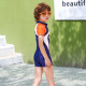 2-7Y Comfortable One Piece Swimsuit Short Sleeve Zipper Colorblock  Toddler Boy Clothes  