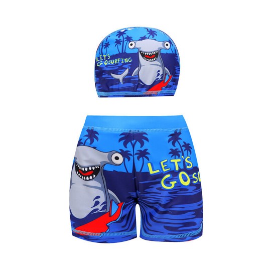 3-9Y Kid Boys Cartoon Animal Diving Swim Shorts And Hats  Clothing Kidswear  
