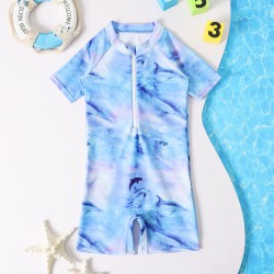 18M-5Y Little Boys Tie Dye Half-Zip Surfwear One Piece Swimsuit  Boys Clothing  