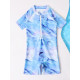 18M-5Y Little Boys Tie Dye Half-Zip Surfwear One Piece Swimsuit  Boys Clothing  