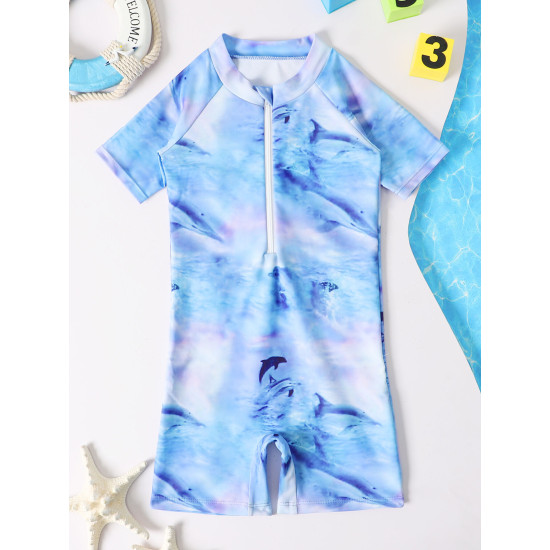 18M-5Y Little Boys Tie Dye Half-Zip Surfwear One Piece Swimsuit  Boys Clothing  