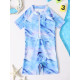 18M-5Y Little Boys Tie Dye Half-Zip Surfwear One Piece Swimsuit  Boys Clothing  