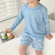 18M-7Y Toddler Boy Swimwear & Beachwear Sets Long-Sleeved Line Top And Wave-Printed Shorts  Clothing For Boys  