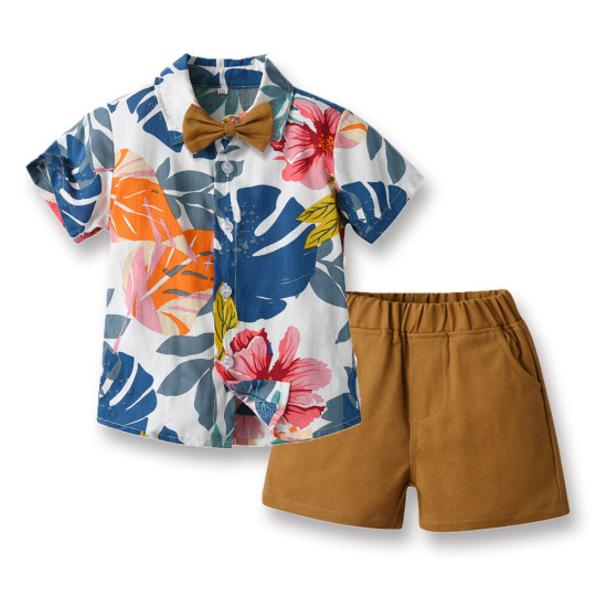 9M-6Y Toddler Boys Sets Tropical Print Shirts & Shorts  Boys Clothes  