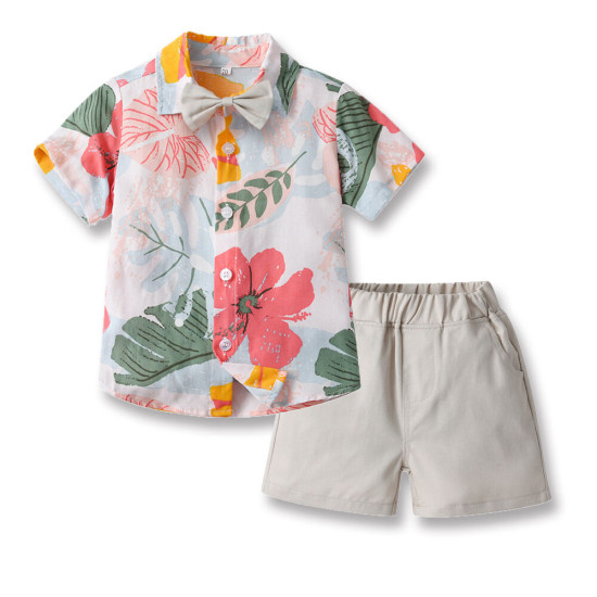 9M-6Y Toddler Boys Sets Tropical Print Shirts & Shorts  Boys Clothes  