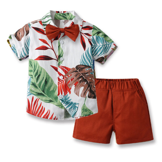 9M-6Y Toddler Boys Sets Tropical Print Shirts & Shorts  Boys Clothes  
