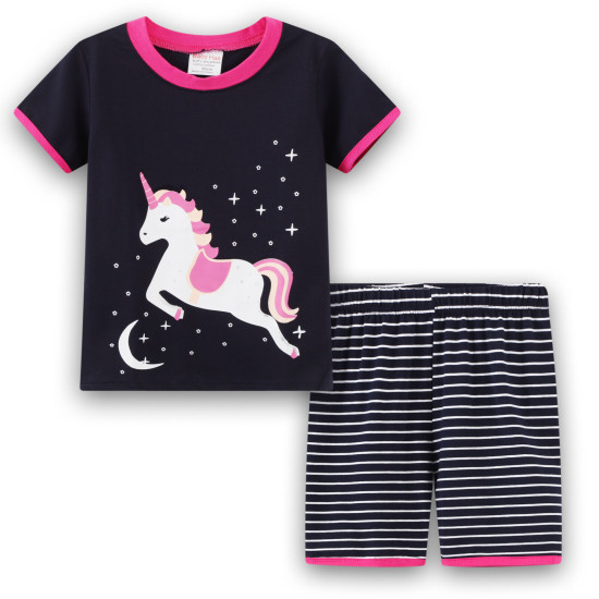 18M-6Y Toddler Girls Summer Short Sleeve Sets Cartoon Cute Animal Homewear  Girls Clothes  
