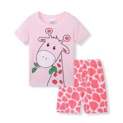 18M-6Y Toddler Girls Summer Short Sleeve Sets Cartoon Cute Animal Homewear  Girls Clothes  