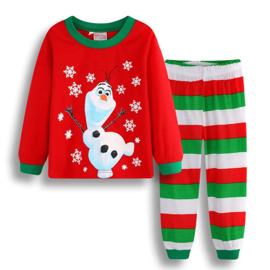 18M-6Y Unisex Autumn Christmas Cartoon Dinosaur Snowman Cotton Long Sleeve Pajamas Sets  Toddler Clothing  
