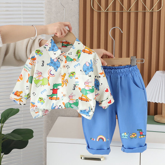 12M-5Y Toddler Boys Cartoon Print Two-Piece Set Shirts Pants  Boys Clothing  