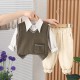 12M-5Y Toddler Boys 3pcs Solid Color Pocket Sweater Sets  Boys Clothing  
