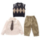 12M-5Y Toddler Boys Long-Sleeved Tie Sweater And Vest Three-Piece Set  Boys Clothing  