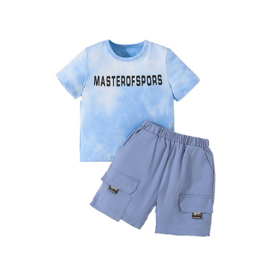 9M-6Y Toddler Boys Letter Print T-Shirts Shorts Two-Piece Set  Boys Clothing  
